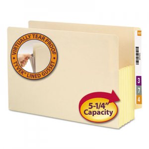 Smead 76174 5 1/4" Exp Straight Tab File Pocket w/Tyvek, Legal, Manila, 10/Box SMD76174