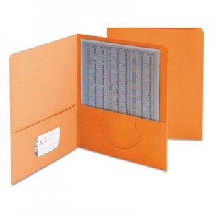 Smead 87858 Two-Pocket Folder, Textured Heavyweight Paper, Orange, 25/Box SMD87858