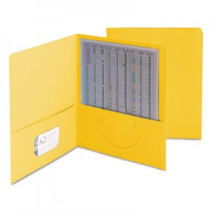 Smead 87862 Two-Pocket Folder, Textured Heavyweight Paper, Yellow, 25/Box SMD87862