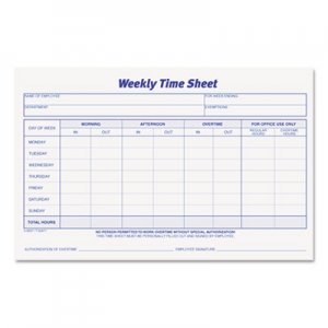 TOPS 30071 Weekly Time Sheets, 5 1/2 x 8 1/2, 100/Pad, 2/Pack TOP30071