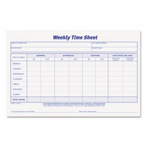 TOPS 30071 Weekly Time Sheets, 5 1/2 x 8 1/2, 100/Pad, 2/Pack TOP30071