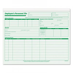 TOPS 3287 Employee Record File Folders, Straight Cut, Letter, 2-Sided, Green Ink, 20/Pack TOP3287