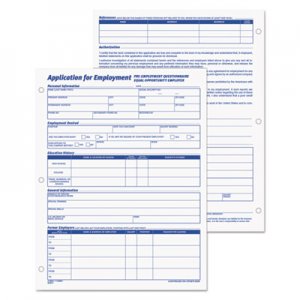 TOPS 32851 Employee Application Form, 8 3/8 x 11, 50/Pad, 2/Pack TOP32851