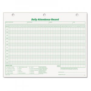 TOPS 3284 Daily Attendance Card, 8 1/2 x 11, 50 Forms TOP3284