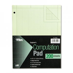 TOPS 35502 Engineering Computation Pad, 8 1/2 x 11, Green, 200 Sheets TOP35502