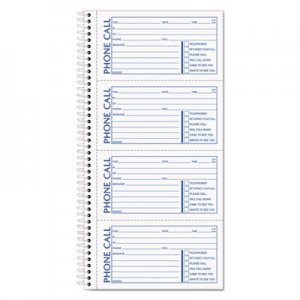 TOPS 4002 Spiralbound Message Book, 2 3/4 x 5, Two-Part Carbonless, 200/Book TOP4002