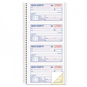 TOPS 4161 Money/Rent Receipt Spiral Book, 2-3/4 x 4 3/4, 2-Part Carbonless, 200 Sets/Book