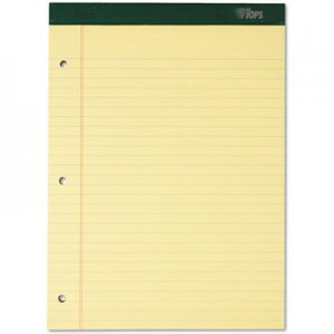 TOPS 63387 Double Docket Ruled Pads, 8 1/2 x 11 3/4, Canary, 100 Sheets, 6 Pads/Pack TOP63387
