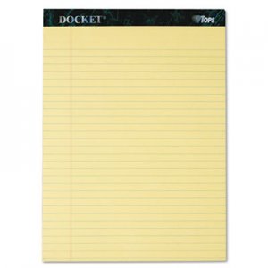 TOPS 63400 Docket Ruled Perforated Pads, 8 1/2 x 11 3/4, Canary, 50 Sheets, Dozen TOP63400