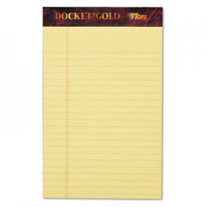 TOPS 63900 Docket Ruled Perforated Pads, Legal/Wide, 5 x 8, Canary, 50 Sheets, Dozen TOP63900