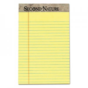 TOPS 74840 Second Nature Recycled Pads, Jr. Legal, 5 x 8, Canary, 50 Sheets, Dozen TOP74840