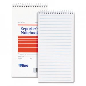 TOPS 8030 Reporter Notebook, Legal/Wide, 4 x 8, White, 70 Sheets, Dozen TOP8030