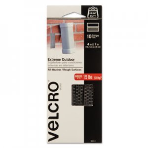 VELCRO Brand VEK90812 Extreme Outdoor Hook & Loop Fasteners, 1" x 4", Titanium, 10/Pack