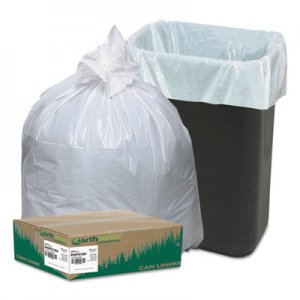 Earthsense Commercial RNW1K150V Recycled Tall Kitchen Bags, 13-16gal, .8mil, 24 x 33, White, 150 Bags/Box WBIRNW1K150V