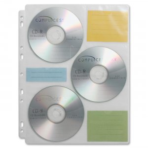 Compucessory 22297 CD/DVD Ring Binder Storage Pages CCS22297