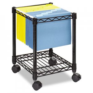 Safco 5277BL Compact Mobile Wire File Cart, One-Shelf, 15-1/2w x 14d x 19-3/4h, Black SAF5277BL