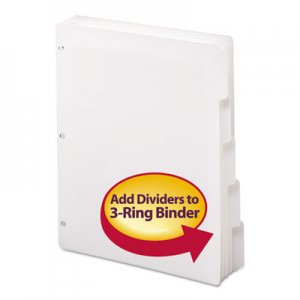 Smead 89415 Three-Ring Binder Index Divider, 5-Tab, White SMD89415