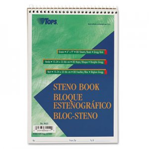 TOPS 8021 Gregg Steno Books, 6 x 9, Green Tint, 80-Sheet Pad TOP8021