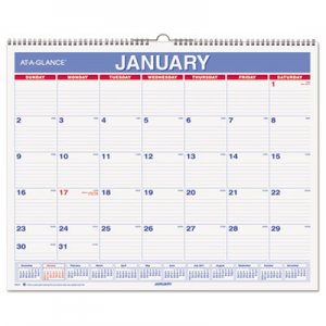 At-A-Glance PM828 Monthly Wall Calendar, 15 x 12, Red/Blue, 2017 AAGPM828