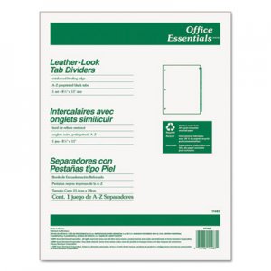 Office Essentials 11483 Preprinted Black Leather Tab Dividers, 25-Tab, Letter AVE11483