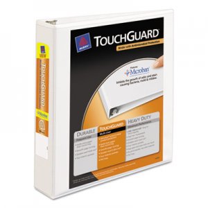 Avery 17142 Touchguard Antimicrobial View Binder w/Slant Rings, 1 1/2" Cap, White AVE17142