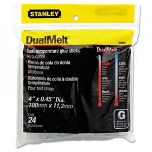 Stanley GS20DT Dual Temperature Glue Sticks, 4" Long, Clear, 24/Pack BOSGS20DT