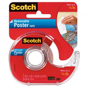 Scotch 109 Wallsaver Removable Poster Tape, Double-Sided, 3/4" x 150", w/Dispenser MMM109