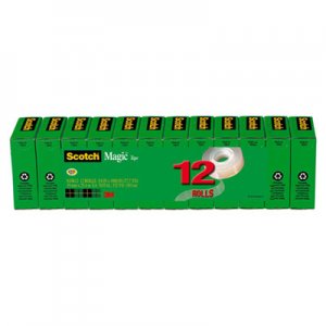 Scotch 810K12 Magic Office Tape Refills, 3/4" x 1000" Roll, Clear, 12/Pack MMM810K12