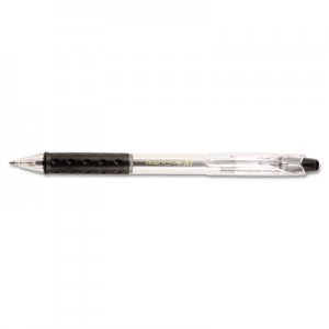 Pentel PENBK93A R.S.V.P. RT Retractable Ballpoint Pen, 1mm, Clear Barrel, Black Ink, Dozen BK93-A