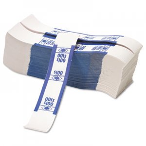PM Company 55027 Color-Coded Kraft Currency Straps, Dollar Bill, $100, Self-Adhesive, 1000/Pack PMC55027