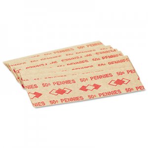 PM Company 53001 Tubular Coin Wrappers, Pennies, $.50, Pop-Open Wrappers, 1000/Pack PMC53001