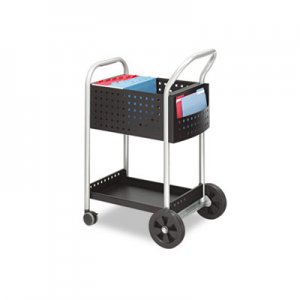 Safco 5238BL Scoot Mail Cart, One-Shelf, 22w x 27d x 40-1/2h, Black/Silver SAF5238BL