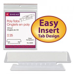 Smead 64615 Hanging File Tab/Insert, 1/3 Tab, 3 1/2 Inch, Clear Tab/White Insert, 25/Pack SMD64615