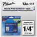 Brother P-Touch TZE111 TZe Standard Adhesive Laminated Labeling Tape, 1/4w, Black on Clear BRTTZE111
