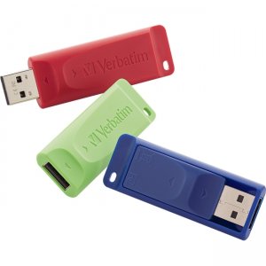 Verbatim 97002 Store 'n' Go USB Flash Drive - 4GB - 3pk of Assorted Colors