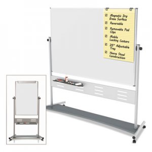 MasterVision QR5507 Magnetic Reversible Mobile Easel, 70 4/5w x 47 1/5h, 80"h, White/Silver BVCQR5507