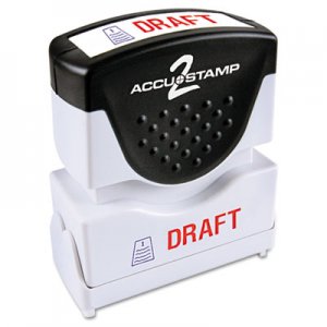 ACCUSTAMP2 COS035542 Pre-Inked Shutter Stamp with Microban, Red/Blue, DRAFT, 1 5/8 x 1/2