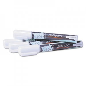 deflecto DEFSMA510V4WT Liquid Chalk Marker, Chisel, White, 4/Pack