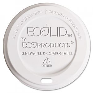 Eco-Products ECOEPECOLIDW EcoLid Renewable/Compostable Hot Cup Lid, Fits 10-20oz Hot Cups, 50/PK, 16 PK/CT