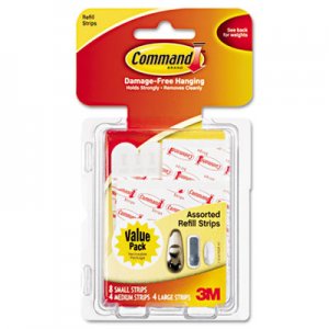 Command 17200CLES Assorted Refill Strips, White, 16/Pack MMM17200CLES
