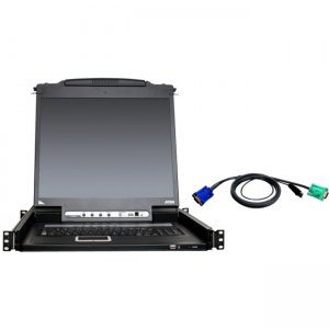 Aten CL5708NUKIT 8-Port 19" Single Rail USB/PS2 LCD KVM w/ Peripheral Sharing & 8 USB KVM Cables