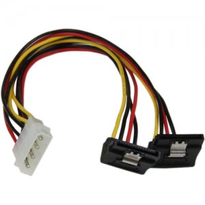 StarTech.com PYO2LP4LSATR 12in LP4 to 2x Right Angle Latching SATA Power Y Cable Adapter