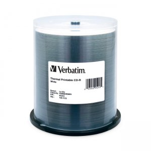 Verbatim 95253 CD-R 80MIN 700MB 52x White Thermal Prinable 100pk Spindle