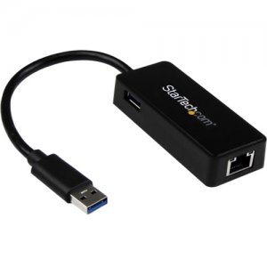 StarTech.com USB31000SPTB USB 3.0 to Gigabit Ethernet Adapter NIC w/ USB Port - Black