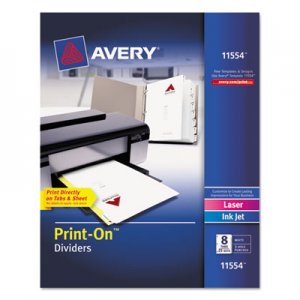 Avery 11554 Customizable Print-On Dividers, 8-Tab, Letter, 25 Sets AVE11554