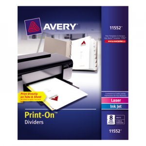 Avery 11552 Customizable Print-On Dividers, 8-Tab, Letter, 5 Sets AVE11552