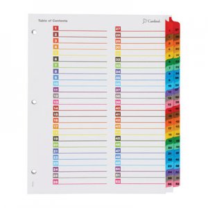 Cardinal CRD60990 OneStep Printable Table of Contents and Dividers - Double Column, 52-Tab, 1 to 52, 11 x 8.5