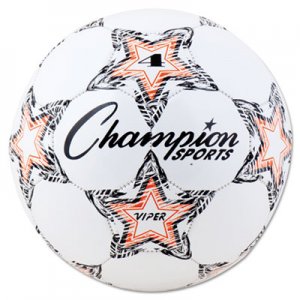 Champion Sports VIPER4 VIPER Soccer Ball, Size 4, 8"- 8 1/4" dia., White CSIVIPER4