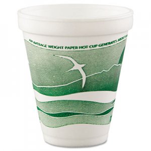 Dart DCC12J16H Horizon Hot/Cold Foam Drinking Cups, 12oz, Green/White, 25/Bag, 40 Bags/Carton