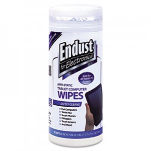 Endust for Electronics 12596 Tablet and Laptop Cleaning Wipes, Unscented, 70/Tub END12596